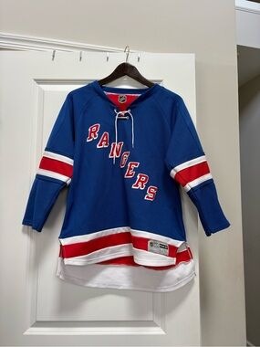 Reebok Blue New York Rangers Kids Hockey Jersey with Red & White Stripes
